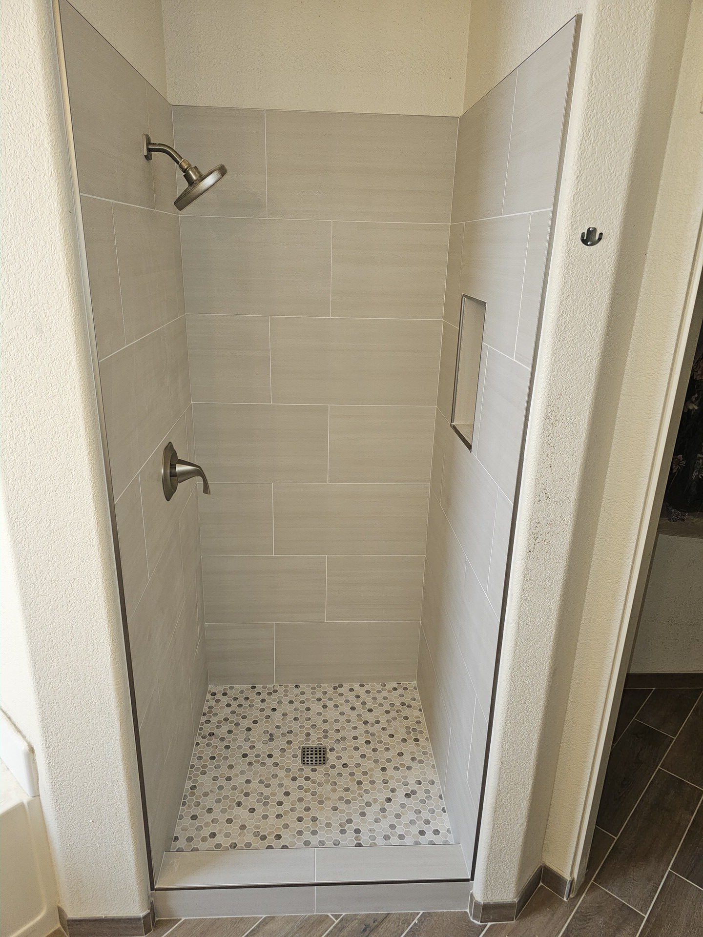 Detailed tile shower installation
